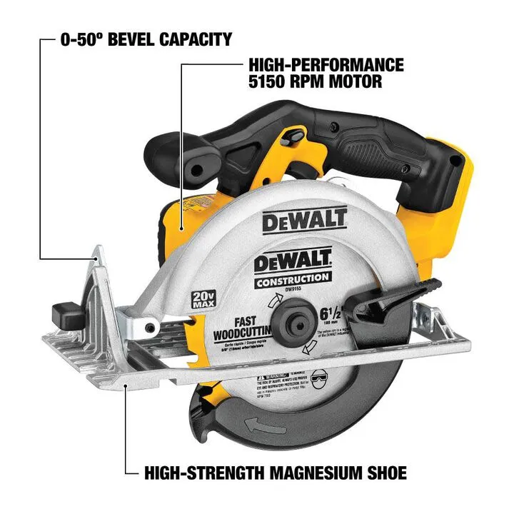 DEWALT 20V Max 6-1/2 in Cordless Circular Saw Starter Kit with Battery & Charger 1