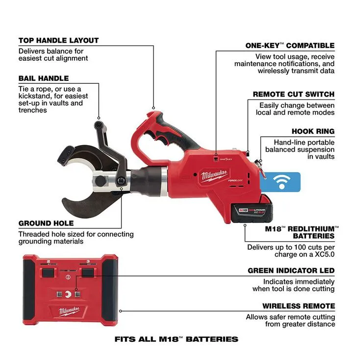 Milwaukee M18 FORCE LOGIC 3 in. Underground Cable Cutter with Wireless Remote 3