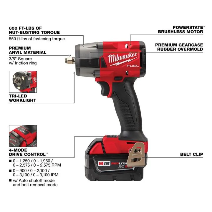 Milwaukee M18 FUEL 3/8-inch Mid-Torque Impact Wrench with Friction Ring Kit 3
