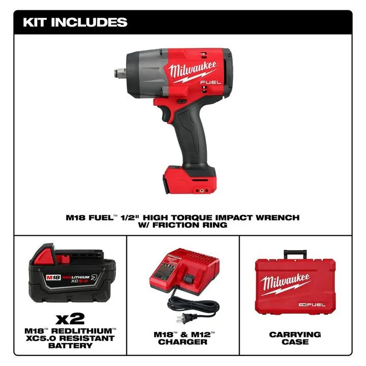 Milwaukee M18 FUEL 1/2 in High Torque Impact Wrench with Friction Ring Kit 1