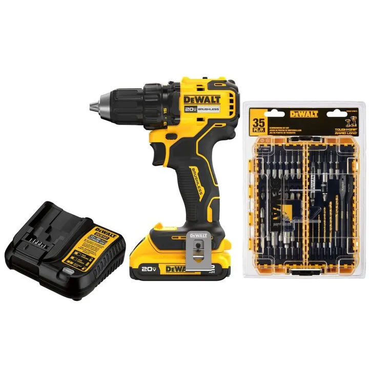 DEWALT 20V MAX Brushless Cordless 1/2 Inch Drill Driver Kit & Rapid Load Accessory Set
