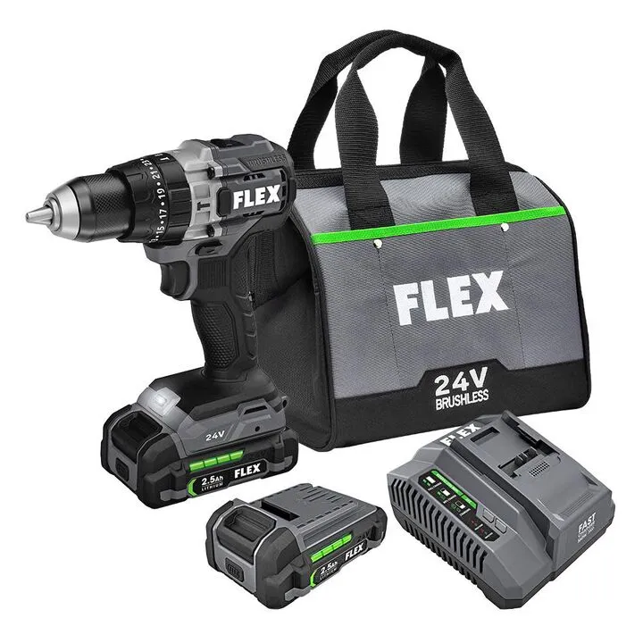 FLEX 24V 1/2-In. 2-Speed Hammer Drill Kit - High-Performance Cordless Power