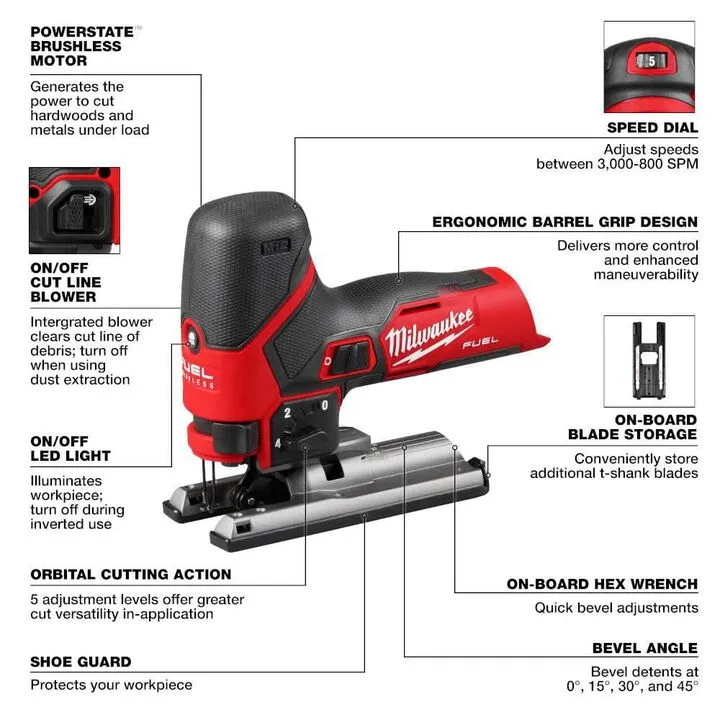 Milwaukee M12 FUEL Jig Saw with CP 2Ah & XC 4Ah Starter Kit - Authentic Professional Bundle 4
