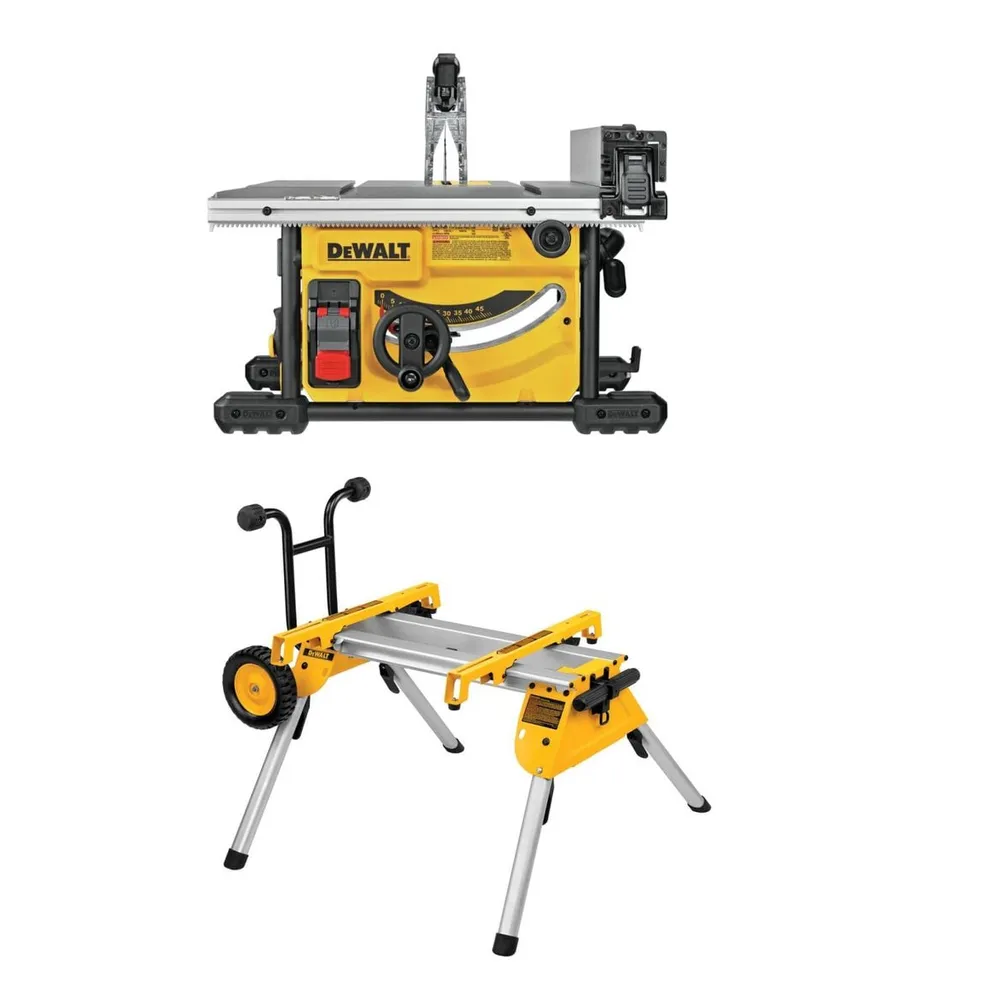 DEWALT 8 1/4-inch Compact Jobsite Table Saw with Rolling Stand - Professional Precision Bundle