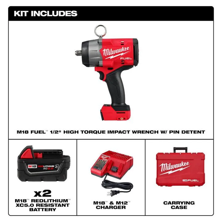 Milwaukee M18 FUEL 1/2in High Torque Impact Wrench with Pin Detent Kit 1