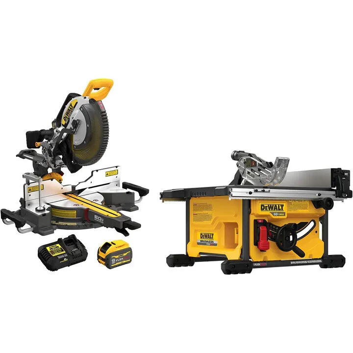 DEWALT FLEXVOLT 60V 12-Inch Sliding Miter Saw & 8-1/4 Inch Table Saw Pro Bundle