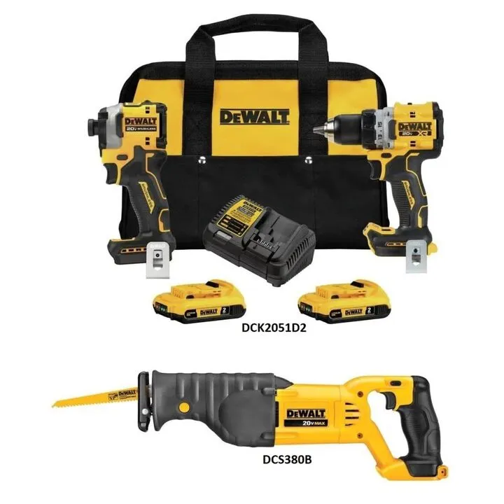 DEWALT 20V MAX Cordless Drill/Impact Driver & Reciprocating Saw Professional Combo Kit 1