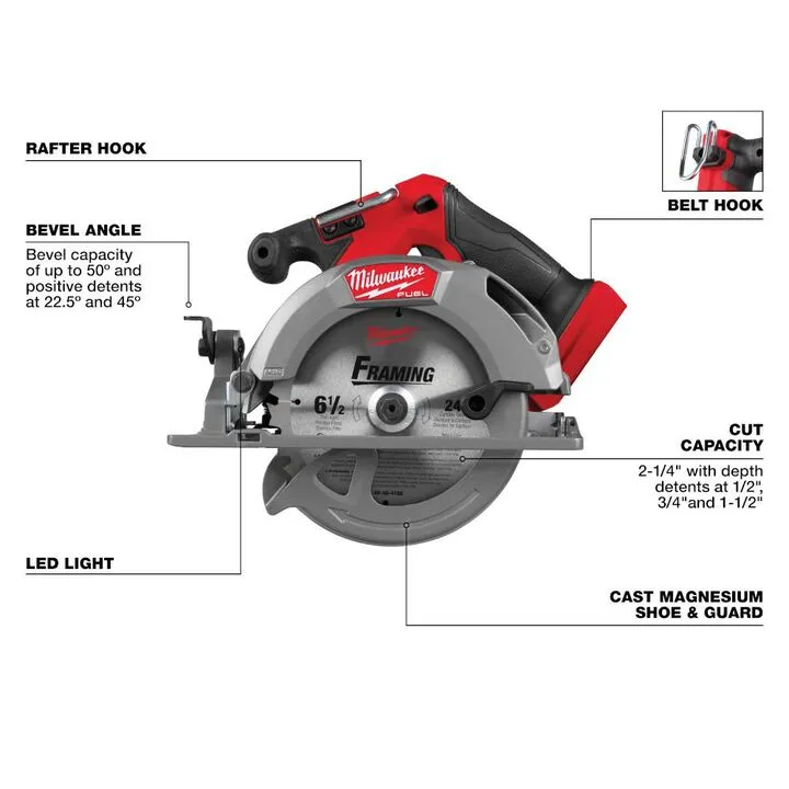 Milwaukee M18 FUEL 6-1/2 Inch Circular Saw (Bare Tool) - Professional Cordless Performance 2