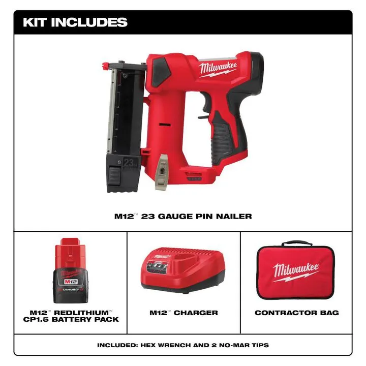 Milwaukee M12 23 Gauge Pin Nailer Kit - Cordless Precision for Finish Carpentry 2