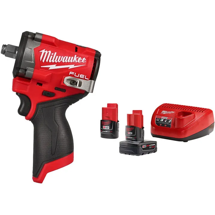 Milwaukee M12 FUEL Stubby 1/2 Impact Wrench with M12 Starter Kit - Professional Grade Compact Power