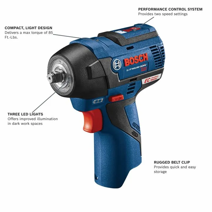 Bosch 12V MAX EC Brushless 3/8 Inch Impact Wrench Kit - Compact Precision Power 1