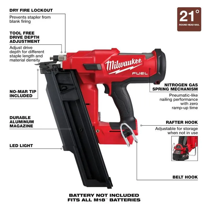 Milwaukee M18 FUEL 21 Degree Framing Nailer (Bare Tool) - Certified Reconditioned 4