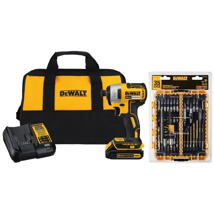DEWALT 20V MAX Brushless Impact Driver Kit & Rapid Load Accessory Sets With Toughcase+ Bundle