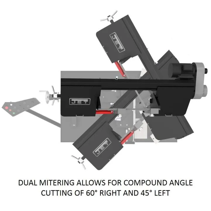 JET 10 x 18 Semi-Auto Dual Mitering Horizontal Bandsaw with Hydraulic Vise 1