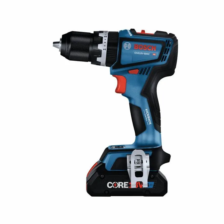 Bosch 18V EC Brushless 1/2 Inch Hammer Drill/Driver Kit with 2x CORE18V 4Ah Batteries 3