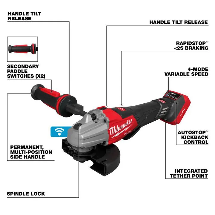 Milwaukee M18 FUEL 4.5" - 6" Dual Trigger Braking Grinder with ONE-KEY & 5Ah Battery Kit 3