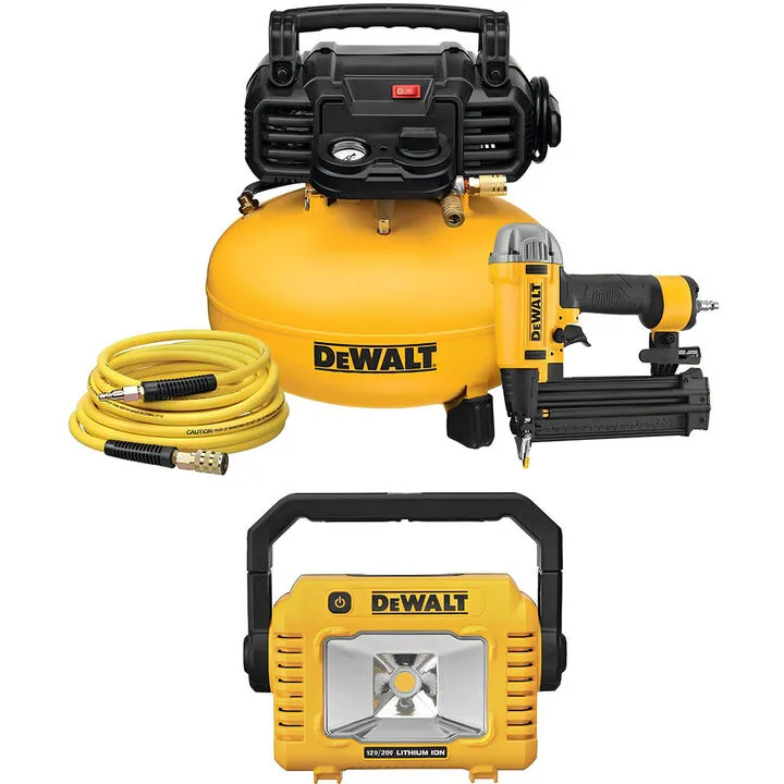 DEWALT 12V/20V MAX Compact Task Light, Compressor, and Nailer Combo Kit