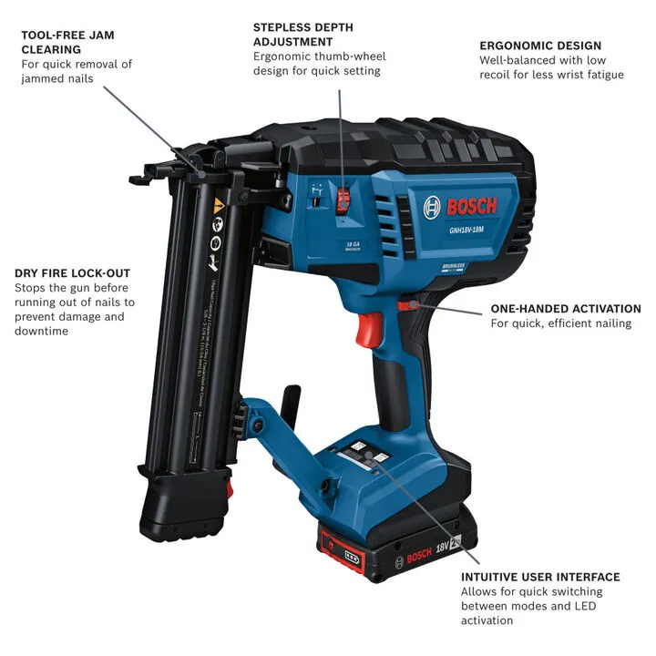 Bosch 18V 18-Gauge Cordless Brad Nailer Kit (Reconditioned) - Professional Grade Precision 3