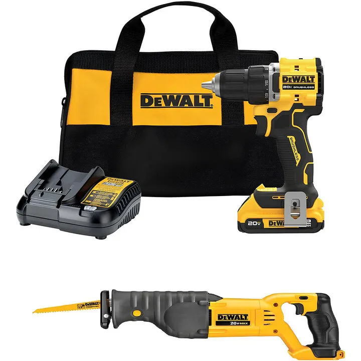 DEWALT 20V MAX Cordless Reciprocating Saw & Atomic Compact Drill Driver Combo Kit