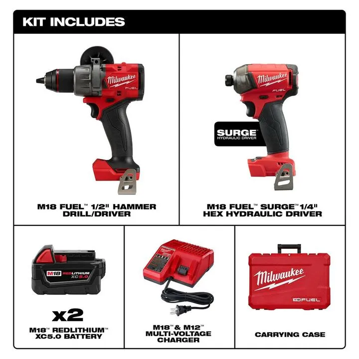 Milwaukee M18 FUEL Brushless 2-Piece Power Tool Set - High Performance Construction Kit 1