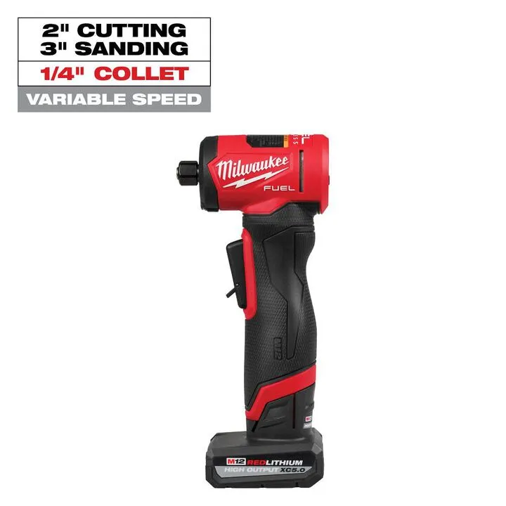 Milwaukee M12 FUEL 1/4 Inch Right Angle Die Grinder Kit - Precision Engineered for Light-Duty Fabrication