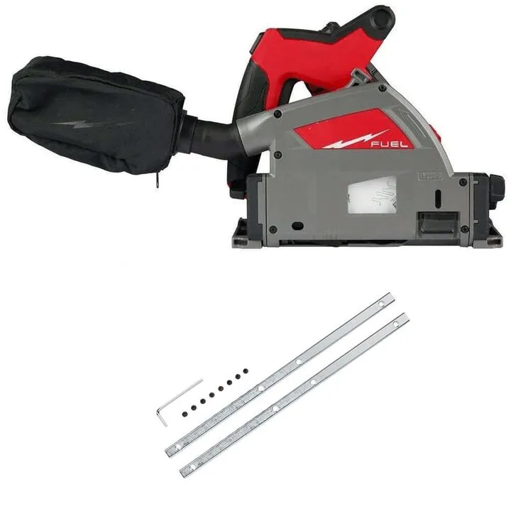 Milwaukee M18 Fuel 6-1/2 Inch Plunge Track Saw (Bare Tool) with Precision Guide Rail Connector Bundle