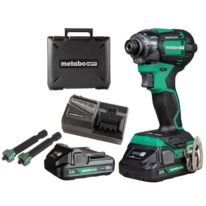 Metabo HPT 18V MultiVolt Cordless Triple Hammer Impact Driver & 2pk Magnetic Driver Bits Bundle