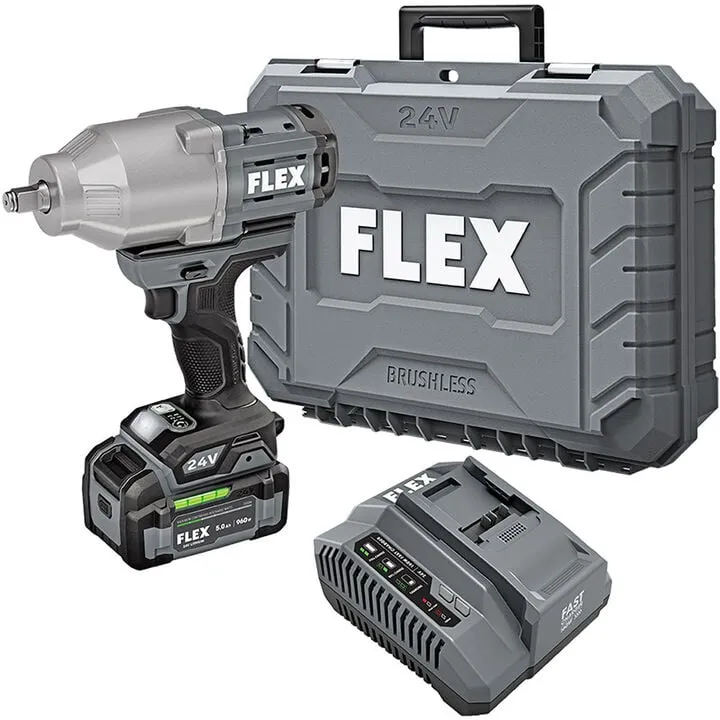FLEX 24V 1/2-In. High Torque Impact Wrench Kit - Professional Performance Series