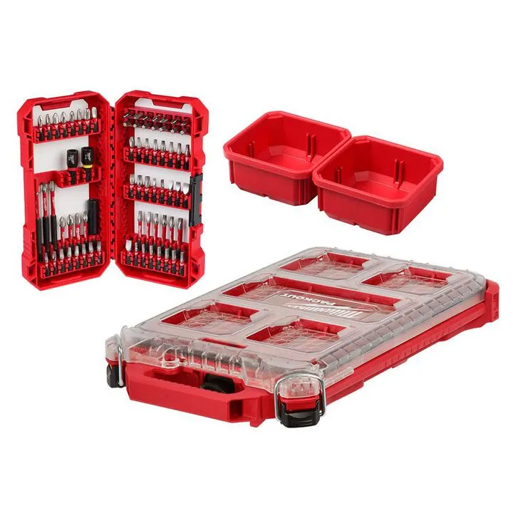 Milwaukee M12 FUEL 2-Tool Combo Kit & 70pc SHOCKWAVE Impact Duty Driver Bit PACKOUT Kit Bundle 1