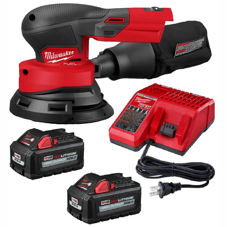 Milwaukee M18 FUEL 5-Inch Random Orbital Sander & M18 REDLITHIUM HIGH OUTPUT 6.0Ah Starter Kit