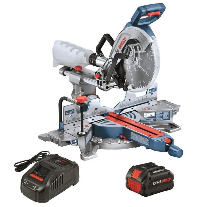 Bosch PROFACTOR 18V Surgeon 10in Dual Bevel Slide Miter Saw Kit - High-Performance Cordless Precision