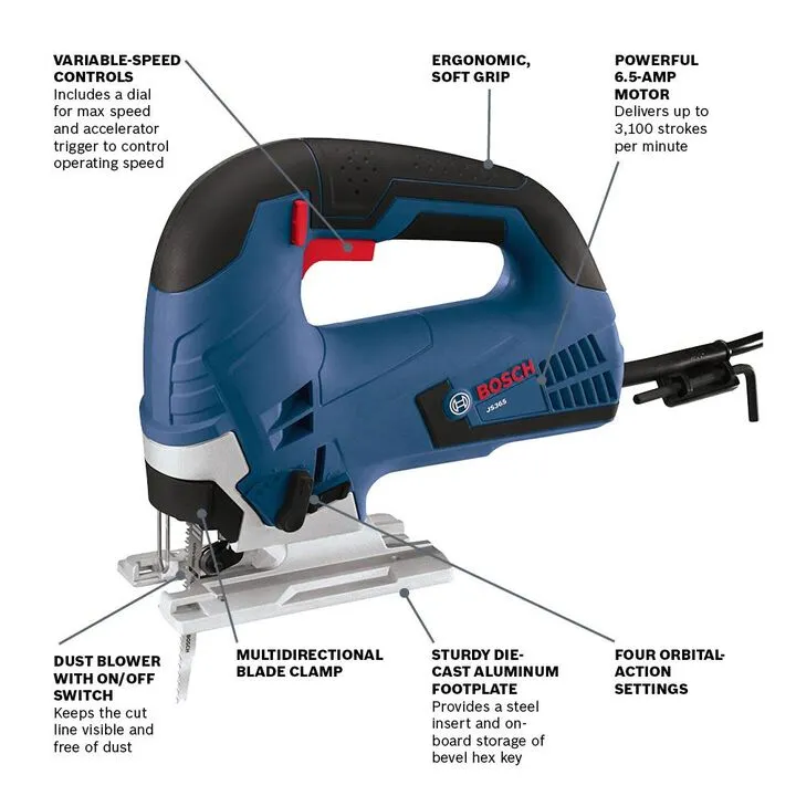 Bosch 6.5 Amp Top Handle Jig Saw - Professional Reconditioned Series 1