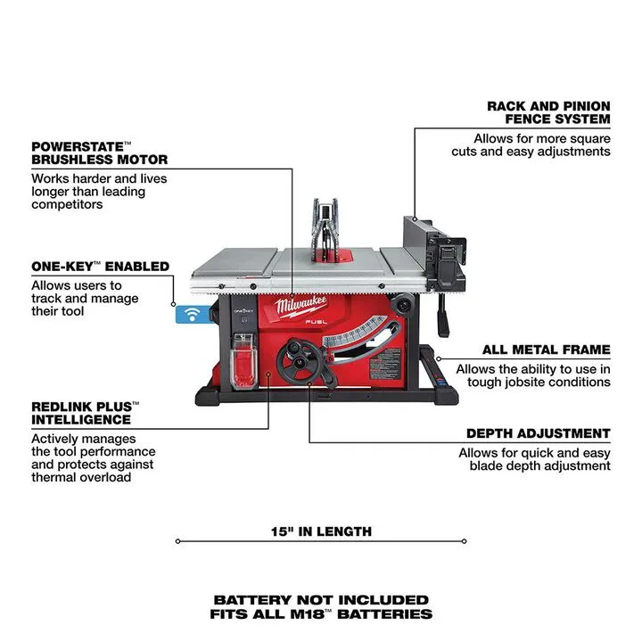 Milwaukee M18 FUEL 8-1/4 in. Table Saw with ONE-KEY (Reconditioned Bare Tool) 2