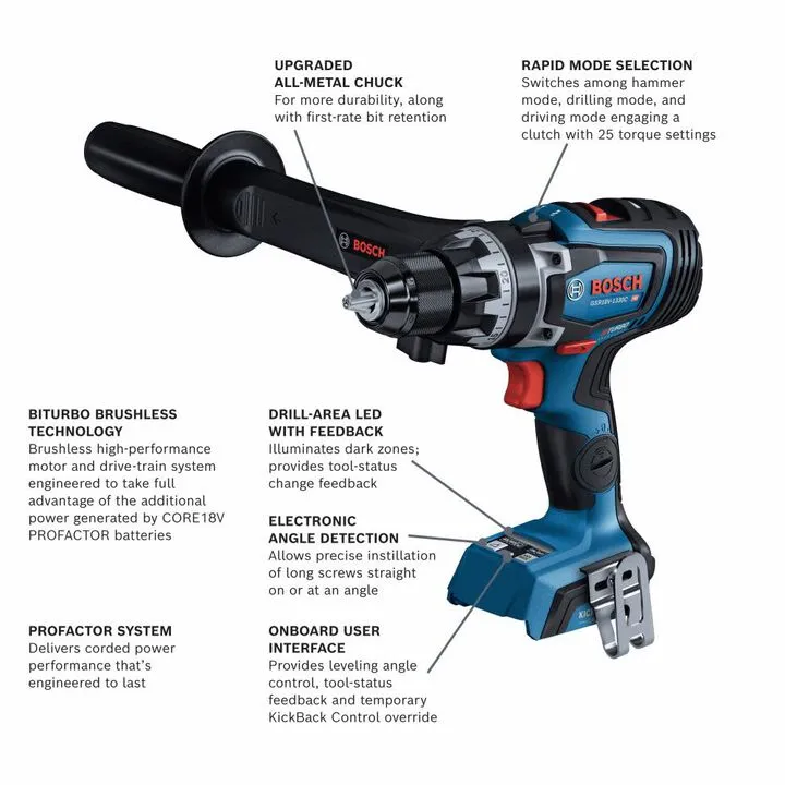 Bosch PROFACTOR 18V 1/2in Drill/Driver Connected Ready (Bare Tool) 1