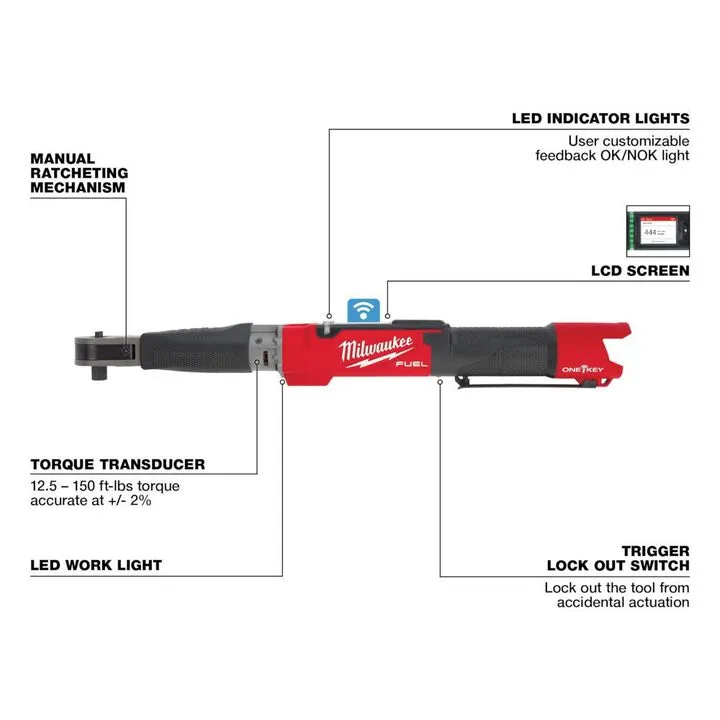 Milwaukee M12 FUEL 1/2-inch Digital Torque Wrench with ONE-KEY (Bare Tool) 3