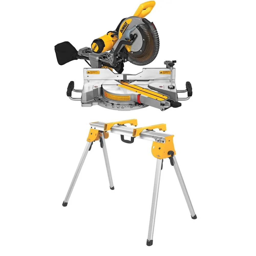 DEWALT 12-Inch Double Bevel Sliding Compound Miter Saw with Heavy Duty Work Stand Bundle