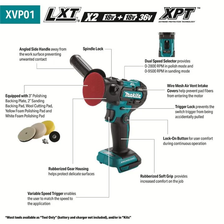 Makita 18V LXT Cordless Polisher Sander (Bare Tool) 2