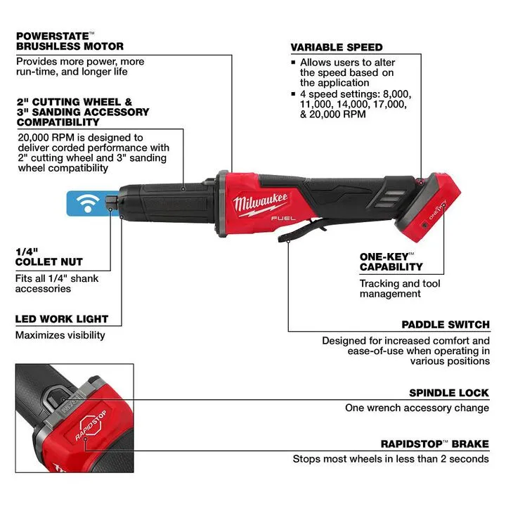 Milwaukee M18 FUEL Braking Die Grinder Paddle Switch (Bare Tool) 1