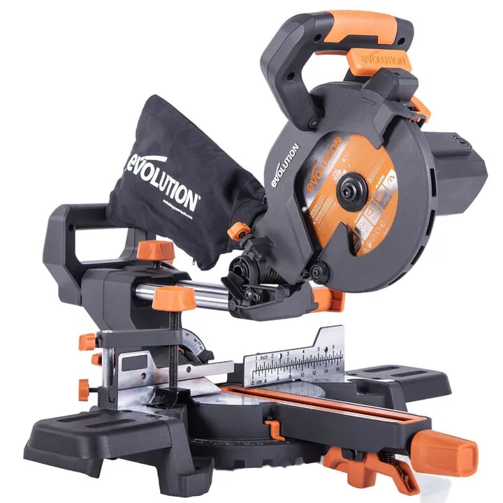 Evolution 120V 10A 3700 RPM 185mm Sliding Compound Miter Saw with TCT Blade