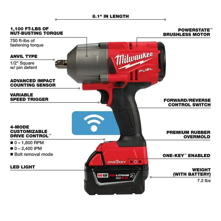 Milwaukee M18 FUEL ONE-KEY 1/2-inch High Torque Impact Wrench with Pin Detent Kit 3