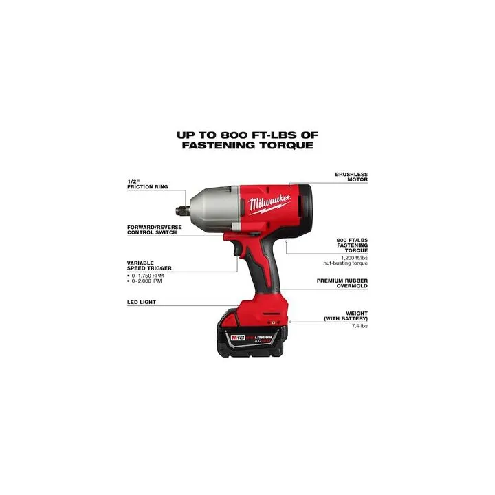 Milwaukee M18 Rotary Hammer & Impact Wrench Combo Kit with Friction Ring 8