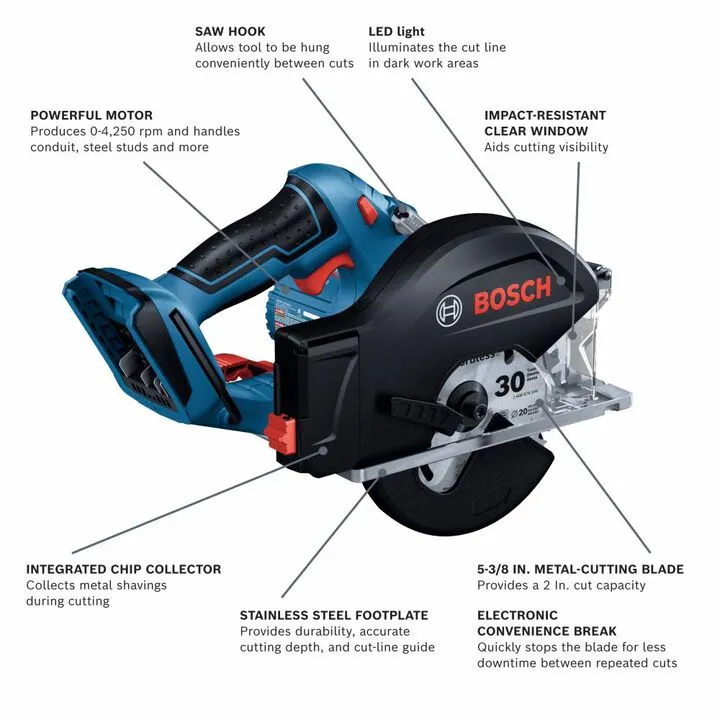 Bosch 18V 5-3/8in Metal Cutting Circular Saw (Bare Tool - US Market Authorized) 1