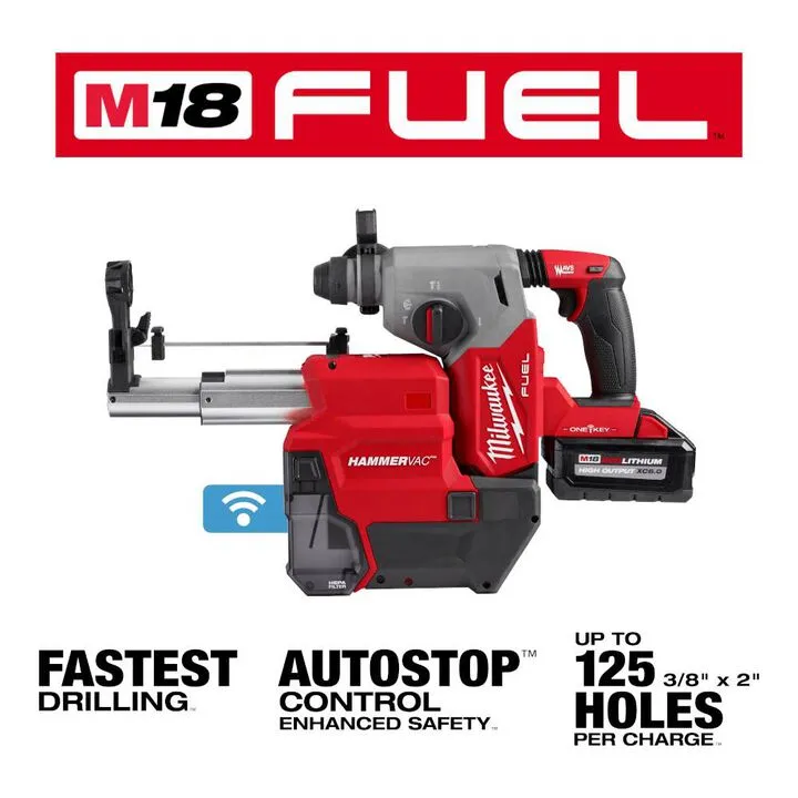 Milwaukee M18 FUEL 1-inch SDS Plus Rotary Hammer with ONE-KEY & Dust Extractor Kit 2