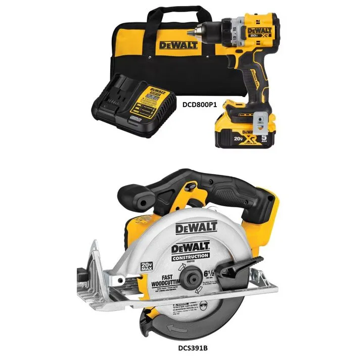 DEWALT 20V MAX Cordless Drill/Driver and Circular Saw Combo Kit - High-Performance DIY Power Tool Set 1