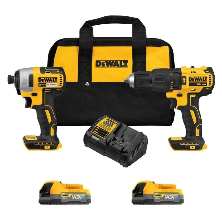 DEWALT 20V MAX Brushless 2-Tool Kit with 2 Batteries - Professional Performance Set