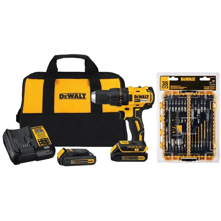 DEWALT 20V MAX Compact Brushless Drill Driver & Rapid Load Accessory Set with Toughcase+ Bundle