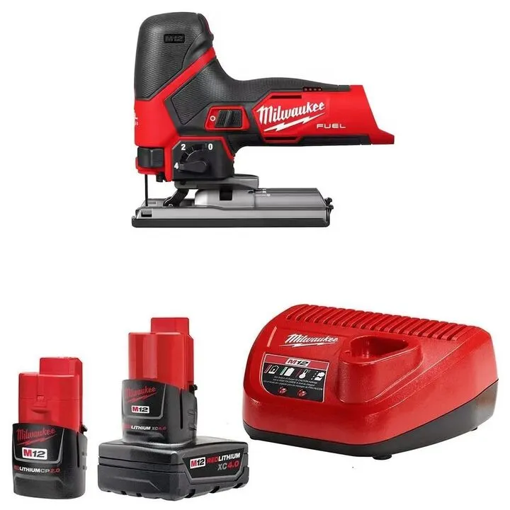 Milwaukee M12 FUEL Jig Saw with CP 2Ah & XC 4Ah Starter Kit - Authentic Professional Bundle