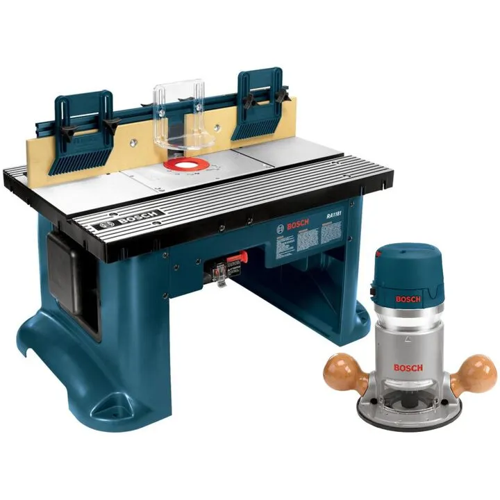 Bosch 2.25 HP Electronic Fixed Base Router & Benchtop Router Table Bundle
