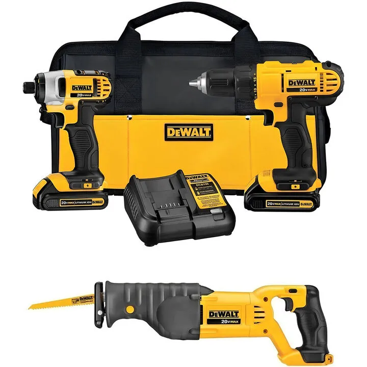 DEWALT 20V MAX Cordless Combo Kit with High-Performance Reciprocating Saw