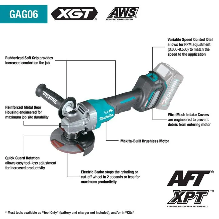 Makita 40V max XGT Paddle Switch Angle Grinder (4-1/2 / 5 inch) - Bare Tool 1
